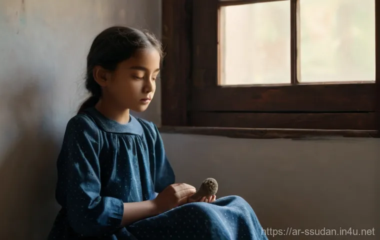 남수단 아동 병사 문제 - **Prompt:** A solemn, pre-teen boy, around 11 years old, with a weary but determined expression. He ...