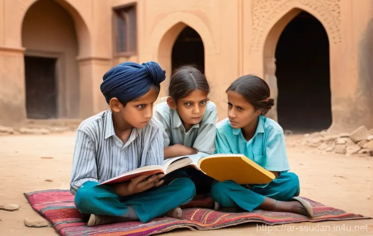 남수단 아동 병사 문제 - **Prompt:** A young girl, about 13 years old, sitting quietly on a worn wooden bench inside a simple...