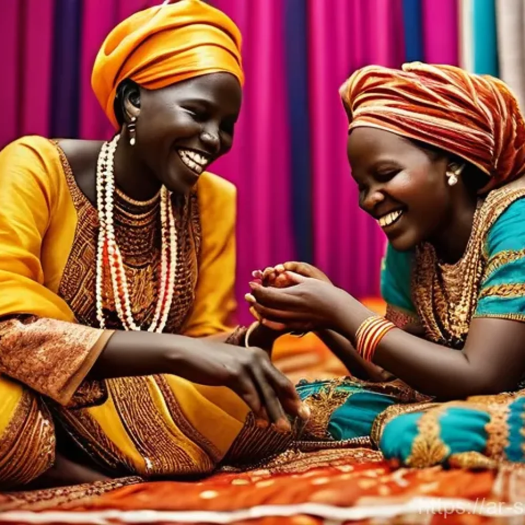 남수단의 결혼 풍습 - **A vibrant South Sudanese Henna Ceremony:** A joyful indoor scene featuring a young South Sudanese ...