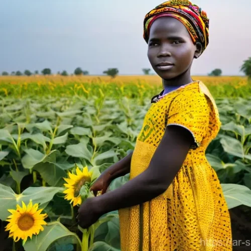 Home 27 남수단에서 자원 개발 - **Prompt: Golden Harvest of South Sudan**
"A vibrant, wide-angle shot of a young South Sudanese ...