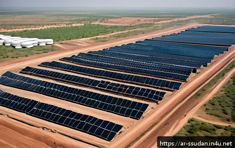 남수단 원유 생산량 - A detailed aerial view of modernized oil infrastructure in South Sudan during daytime, showcasing up...