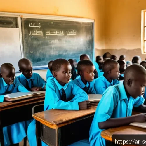 Home 30 남수단에서 전기 사용 - A vibrant classroom scene in a rural South Sudanese school during daytime, featuring students of div...